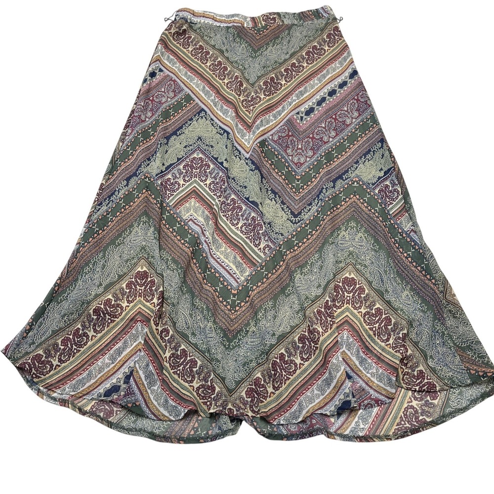Westport Skirt Womens M Mixed Paisley Patchwork Chiffon Layered Maxi‎ Pull On